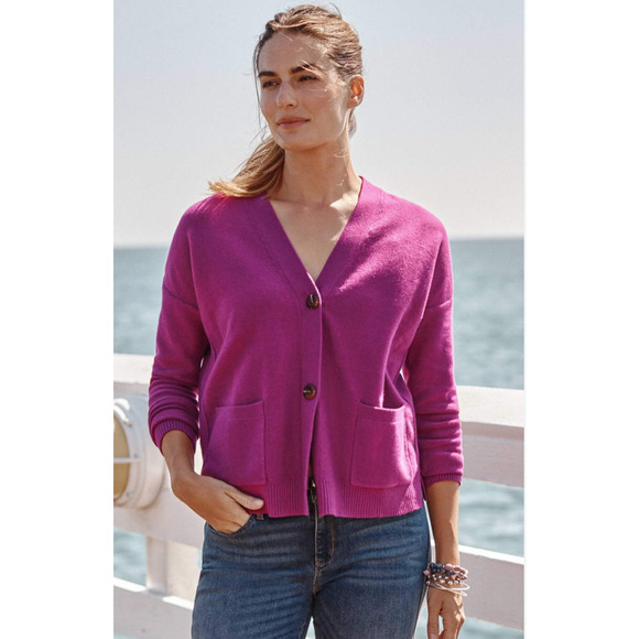 J Jill Womens Cerise Two Pocket Button Down Short Cardigan Long Sleeve Size XLT - Picture 1 of 15
